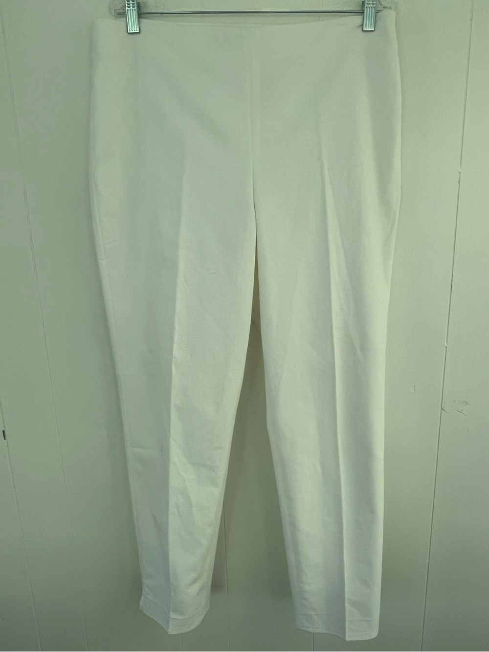 Talbots Classic Side Zip White Waffle Weave Lined Pants Size 14